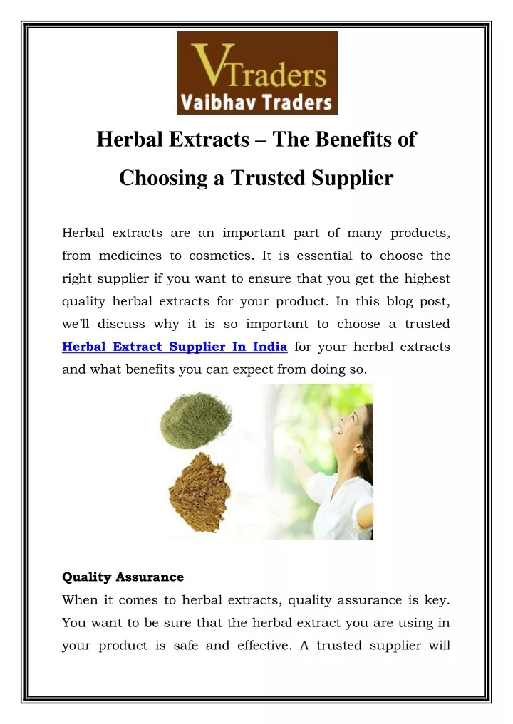 herbal extracts the benefits of