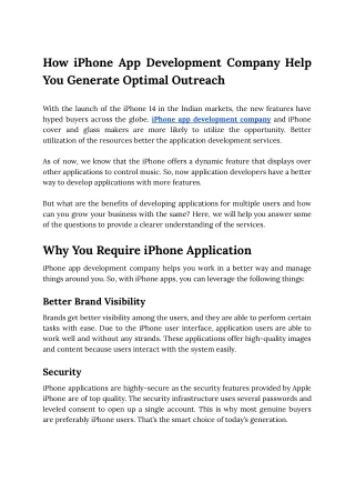 how iphone app development company help