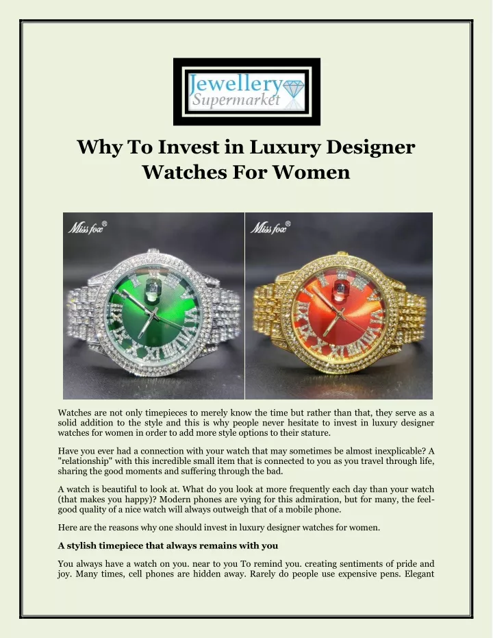 why to invest in luxury designer watches for women