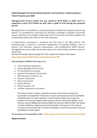 global managed print services market dynamics