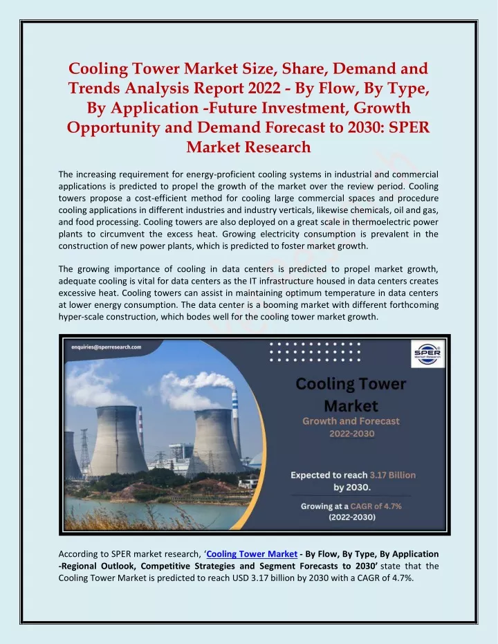 cooling tower market size share demand and trends
