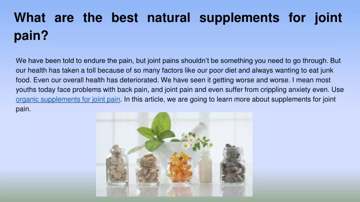 what are the best natural supplements for joint pain