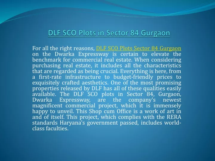 dlf sco plots in sector 84 gurgaon