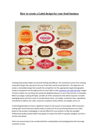 How to create a Label design for your food business