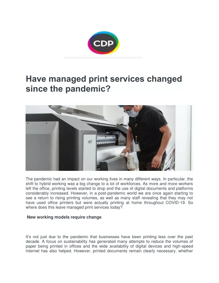 have managed print services changed since