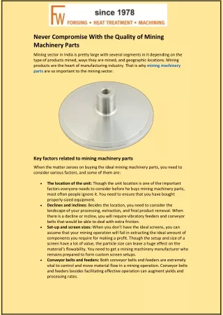 never compromise with the quality of mining
