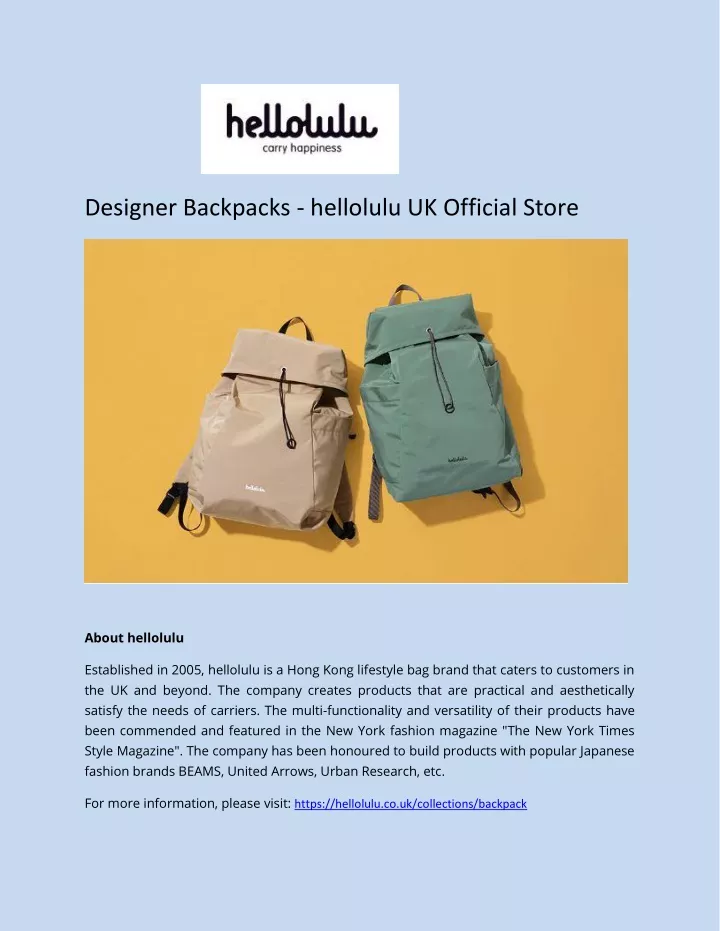 designer backpacks hellolulu uk official store