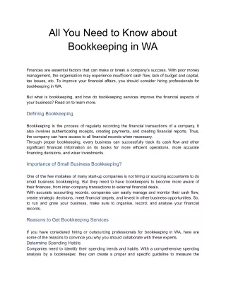 All You Need to Know about Bookkeeping in WA