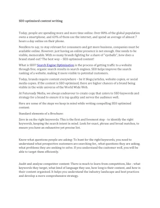 SEO optimised content writing
