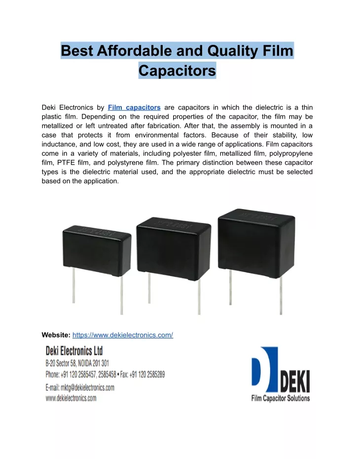 best affordable and quality film capacitors