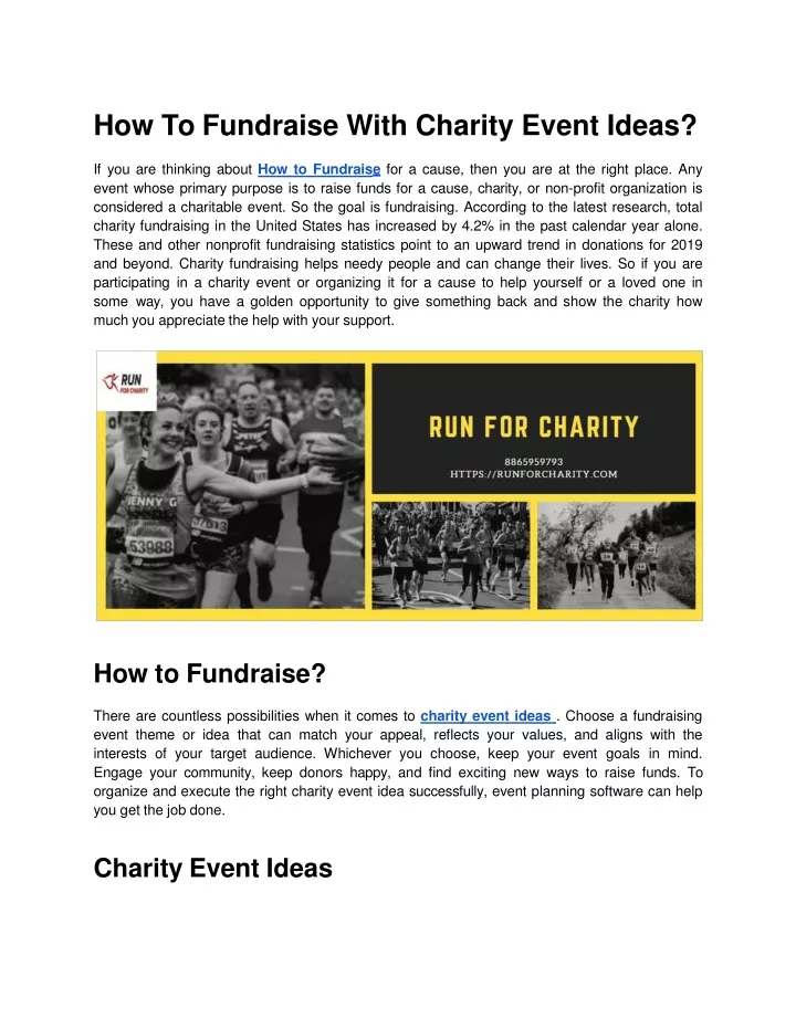 how to fundraise with charity event ideas