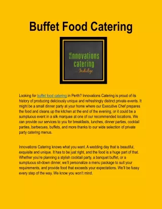 Buffet Food Catering in Perth