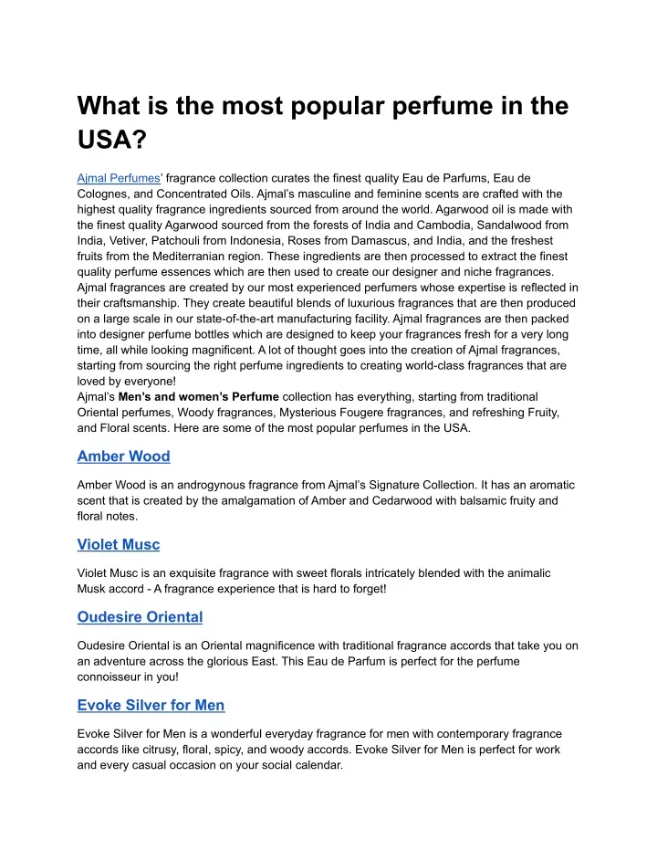 what is the most popular perfume in the usa
