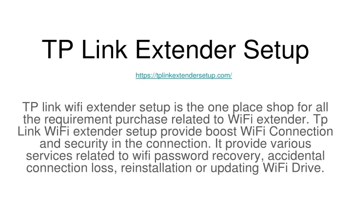 tp link extender setup