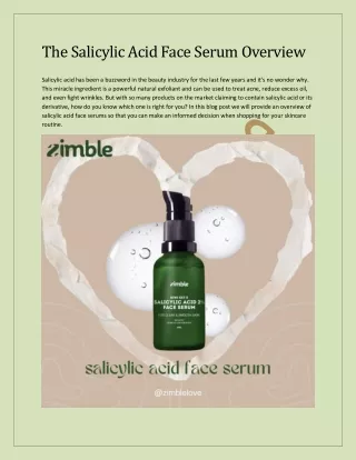 The Salicylic Acid Face Serum Overview