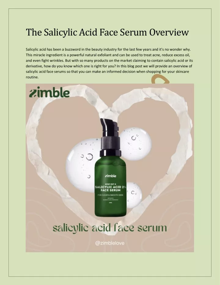 the salicylic acid face serum overview