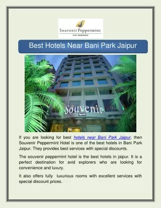 Best Hotels Near Bani Park Jaipur