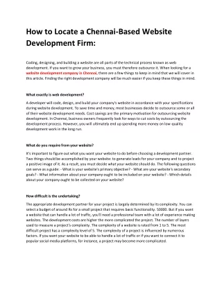 how to locate a chennai based website development