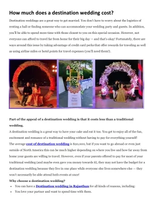 How much does a destination wedding cost