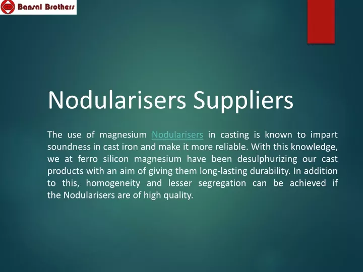 nodularisers suppliers