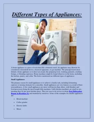 Different Types of Appliances