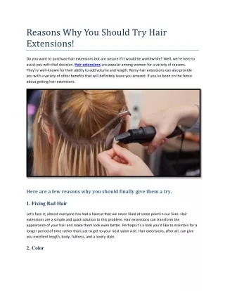 Reasons Why You Should Try Hair Extensions! | Hair Development