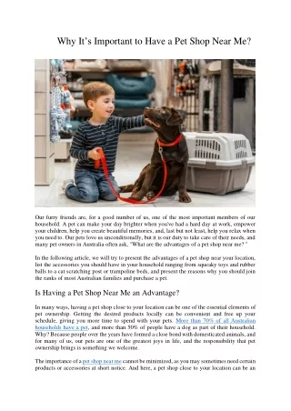 why i t s important to have a pet shop near me