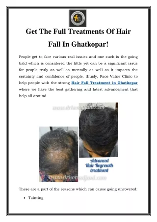 Hair Fall Treatment in Ghatkopar Call-9769167039