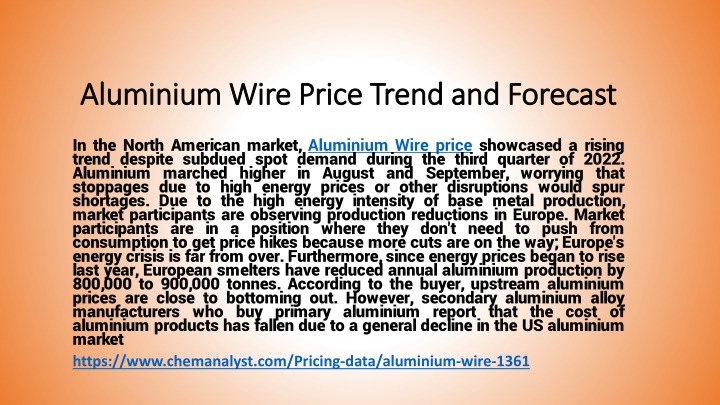 aluminium wire price trend and forecast