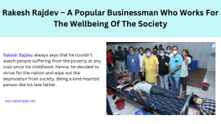 Rakesh Rajdev – A Popular Businessman Who Works For The Wellbeing Of The Society