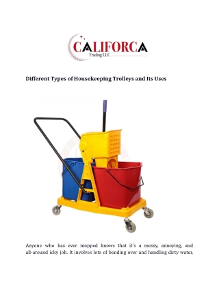 Different Types of Housekeeping Trolleys and Its Uses