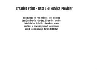 Creativepoint is the Best SEO Services Provider in Coimbatore