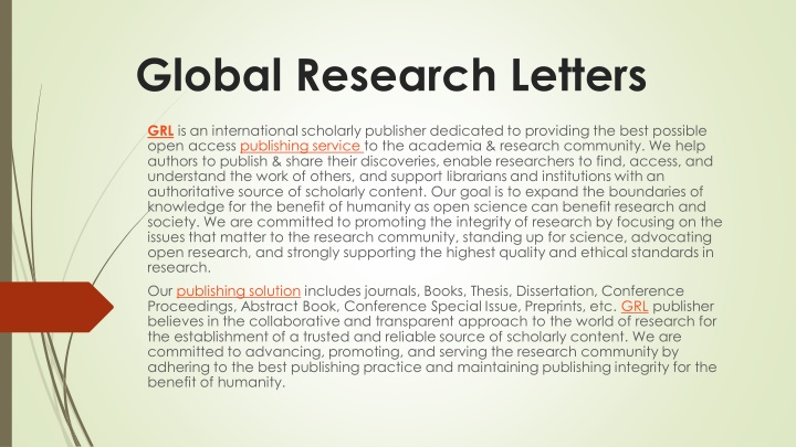 global research letters