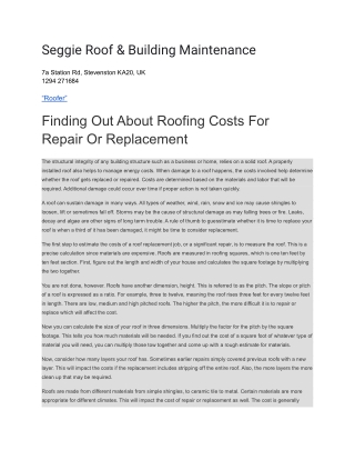 seggie roof building maintenance