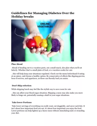 guidelines for managing diabetes over the holiday