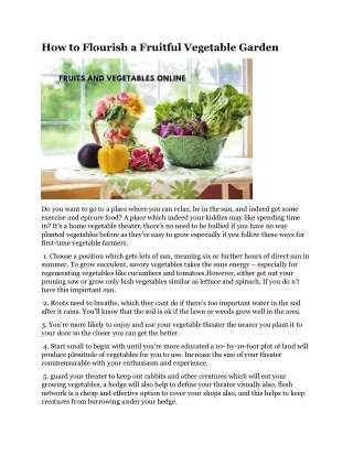 how to flourish a fruitful vegetable garden