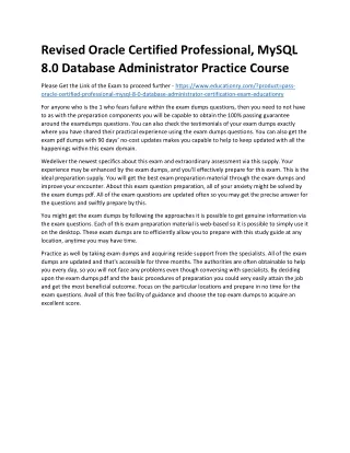 revised oracle certified professional mysql