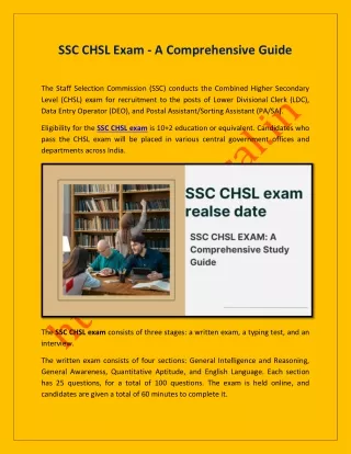 SSC CHSL Exam - A Comprehensive Guide