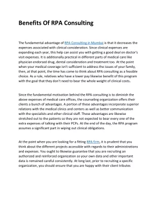 Benefits Of RPA Consulting