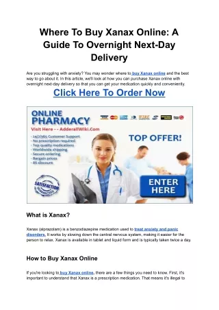 Where To Buy Xanax Online_ A Guide To Overnight Next-Day Delivery