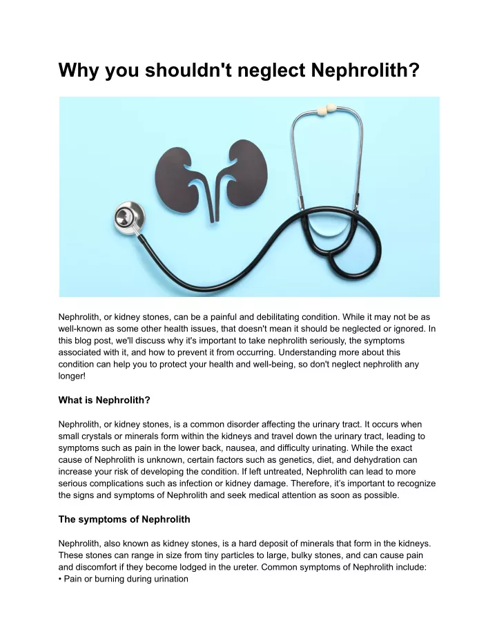 why you shouldn t neglect nephrolith