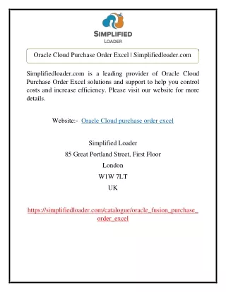 Oracle Cloud Purchase Order Excel | Simplifiedloader.com
