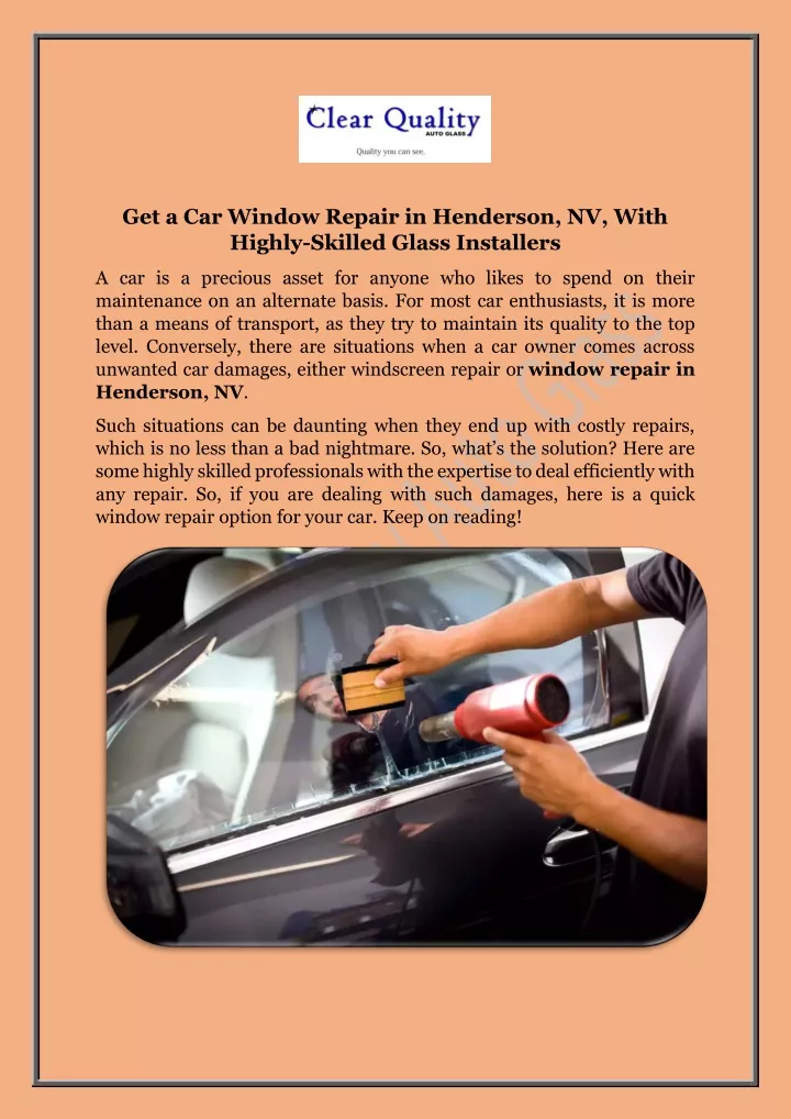 get a car window repair in henderson nv with