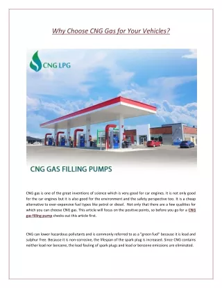 Why Choose CNG Gas for Your Vehicles?
