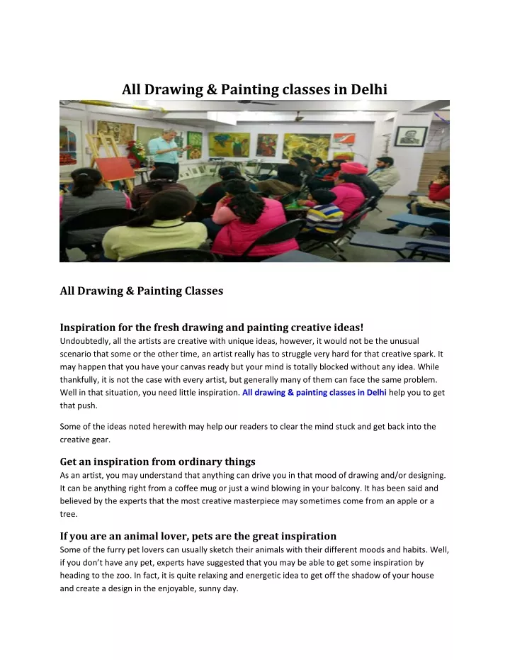 all drawing painting classes in delhi