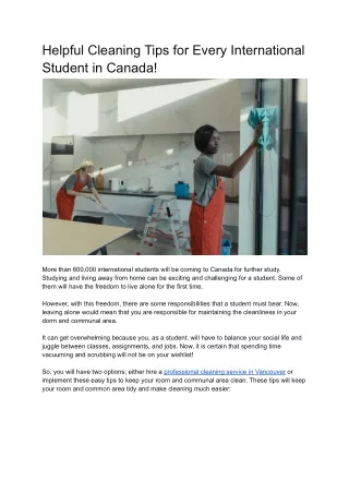Helpful Cleaning Tips for Every International Student in Canada!