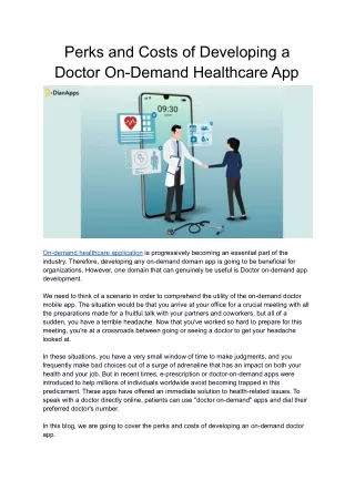 Perks and costs of Developing a Doctor On-Demand Style Healthcare App