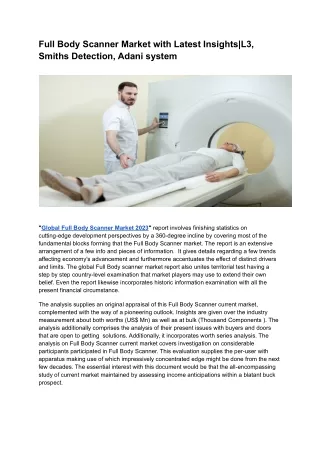 global full-body scanners market is projected to grow from USD 296 million in 20