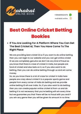 Best Online Cricket Betting Bookies - Mahakal Online Book