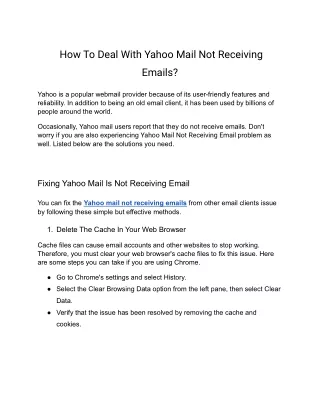 How To Deal With Yahoo Mail Not Receiving Emails